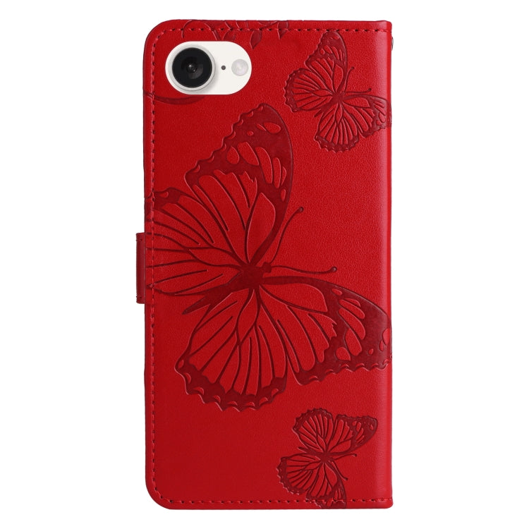 For iPhone SE 2024 3D Butterfly Embossed Pattern Flip Leather Phone Case(Red) - More iPhone Cases by PMC Jewellery | Online Shopping South Africa | PMC Jewellery | Buy Now Pay Later Mobicred