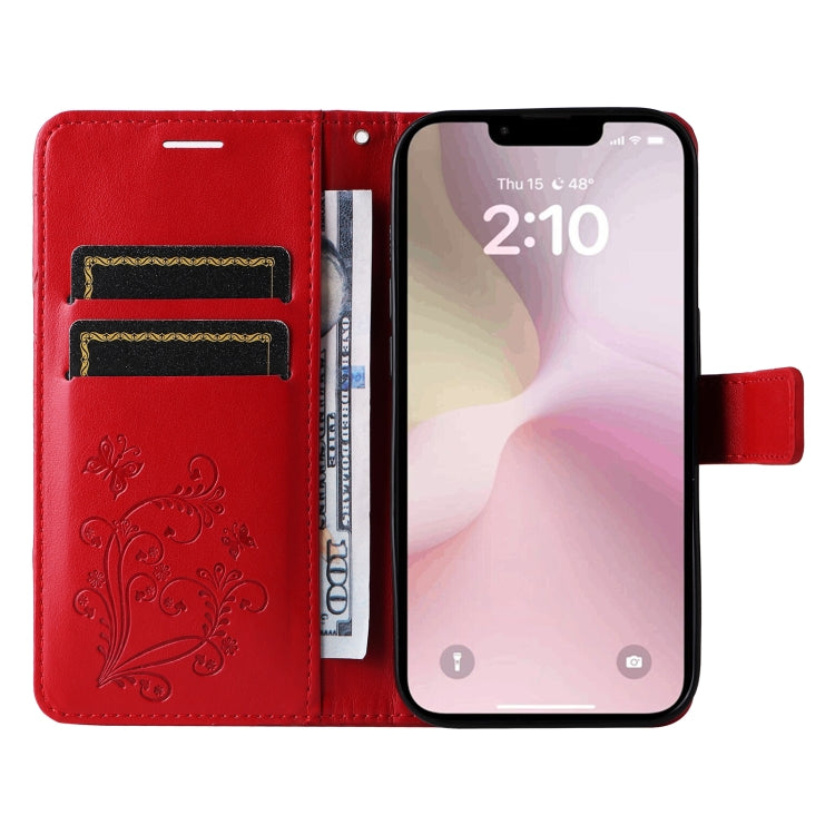 For iPhone SE 2024 3D Butterfly Embossed Pattern Flip Leather Phone Case(Red) - More iPhone Cases by PMC Jewellery | Online Shopping South Africa | PMC Jewellery | Buy Now Pay Later Mobicred