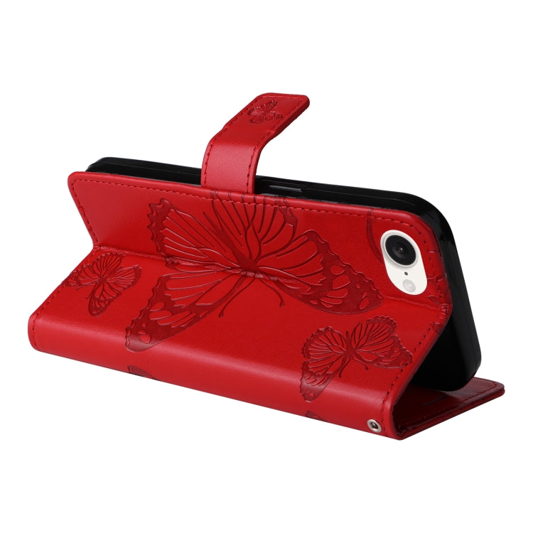 For iPhone SE 2024 3D Butterfly Embossed Pattern Flip Leather Phone Case(Red) - More iPhone Cases by PMC Jewellery | Online Shopping South Africa | PMC Jewellery | Buy Now Pay Later Mobicred