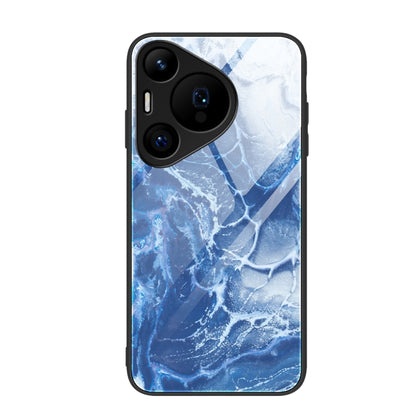 For Huawei Pura 70 Pro Marble Pattern Glass Protective Phone Case(Blue Ocean) - Huawei Cases by PMC Jewellery | Online Shopping South Africa | PMC Jewellery | Buy Now Pay Later Mobicred