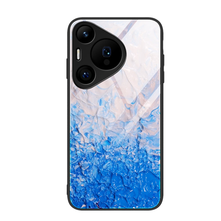 For Huawei Pura 70 Pro Marble Pattern Glass Protective Phone Case(Ocean Waves) - Huawei Cases by PMC Jewellery | Online Shopping South Africa | PMC Jewellery | Buy Now Pay Later Mobicred