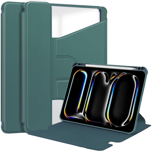 For iPad Pro 13 2024 Transparent Rotation Smart Leather Tablet Case(Dark Green) - iPad Pro 13 2024 Cases by PMC Jewellery | Online Shopping South Africa | PMC Jewellery | Buy Now Pay Later Mobicred