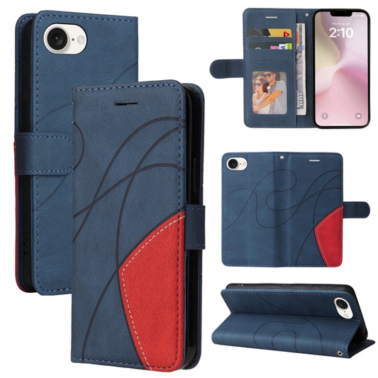 For iPhone SE 2024 Dual-color Splicing Flip Leather Phone Case(Blue) - More iPhone Cases by PMC Jewellery | Online Shopping South Africa | PMC Jewellery | Buy Now Pay Later Mobicred