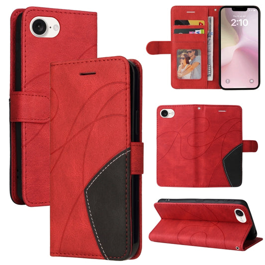 For iPhone SE 2024 Dual-color Splicing Flip Leather Phone Case(Red) - More iPhone Cases by PMC Jewellery | Online Shopping South Africa | PMC Jewellery | Buy Now Pay Later Mobicred