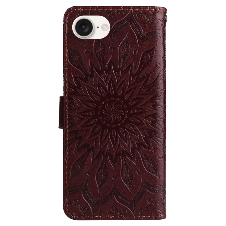 For iPhone SE 2024 Embossed Sunflower Pattern Flip Leather Phone Case(Brown) - More iPhone Cases by PMC Jewellery | Online Shopping South Africa | PMC Jewellery | Buy Now Pay Later Mobicred