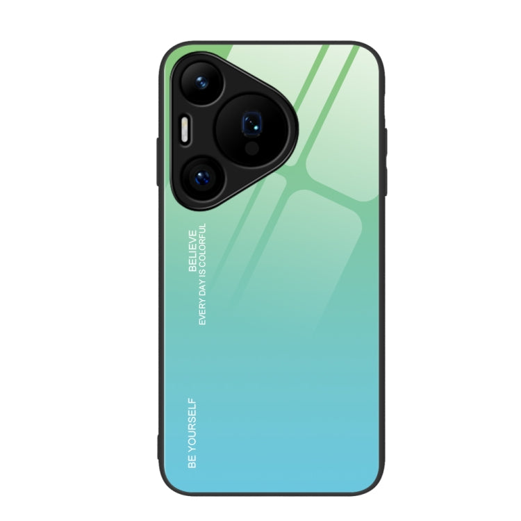 For Huawei Pura 70 Gradient Color Glass Phone Case(Green Cyan) - Huawei Cases by PMC Jewellery | Online Shopping South Africa | PMC Jewellery | Buy Now Pay Later Mobicred