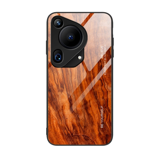 For Huawei Pura 70 Ultra Wood Grain Glass Phone Case(Light Brown) - Huawei Cases by PMC Jewellery | Online Shopping South Africa | PMC Jewellery | Buy Now Pay Later Mobicred