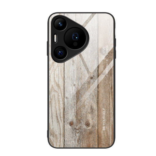 For Huawei Pura 70 Pro Wood Grain Glass Phone Case(Grey) - Huawei Cases by PMC Jewellery | Online Shopping South Africa | PMC Jewellery | Buy Now Pay Later Mobicred