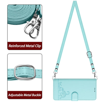 For vivo Y38 5G Cat Rat Embossed Pattern RFID Leather Phone Case with Lanyard(Mint Green) - vivo Cases by PMC Jewellery | Online Shopping South Africa | PMC Jewellery | Buy Now Pay Later Mobicred