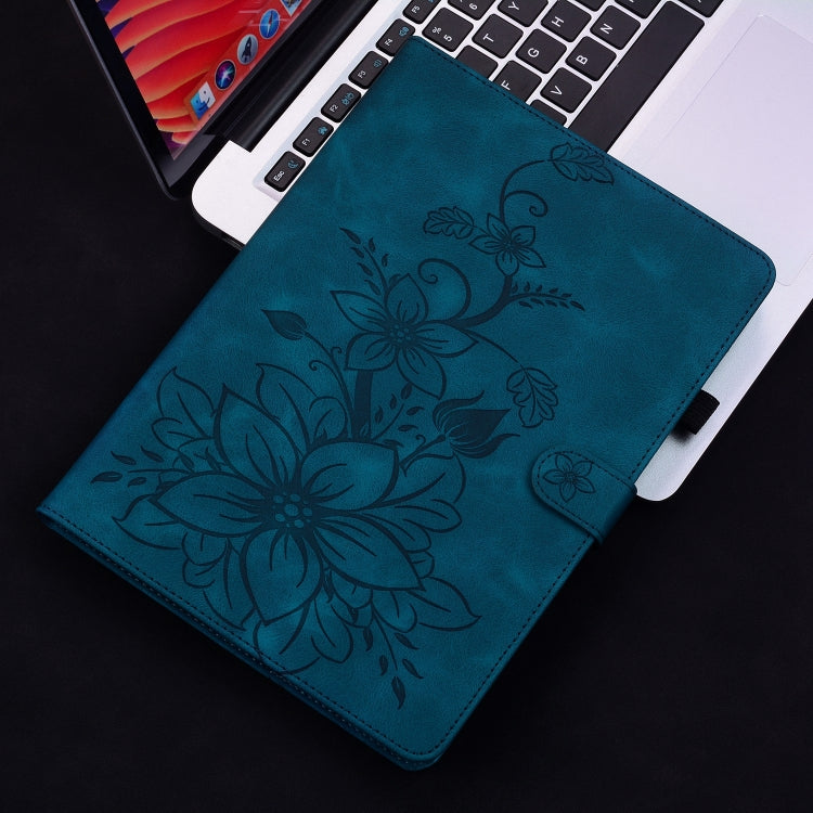 For Lenovo Tab M10 5G 2023 Lily Embossed Leather Tablet Case(Dark Blue) - Lenovo by PMC TechLife | Online Shopping South Africa | PMC TechLife | Buy Now Pay Later Mobicred