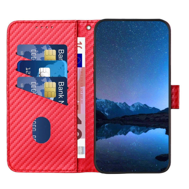 For OPPO Reno11 Global YX0070 Carbon Fiber Buckle Leather Phone Case with Lanyard(Red) - Reno11 Cases by PMC Jewellery | Online Shopping South Africa | PMC Jewellery | Buy Now Pay Later Mobicred