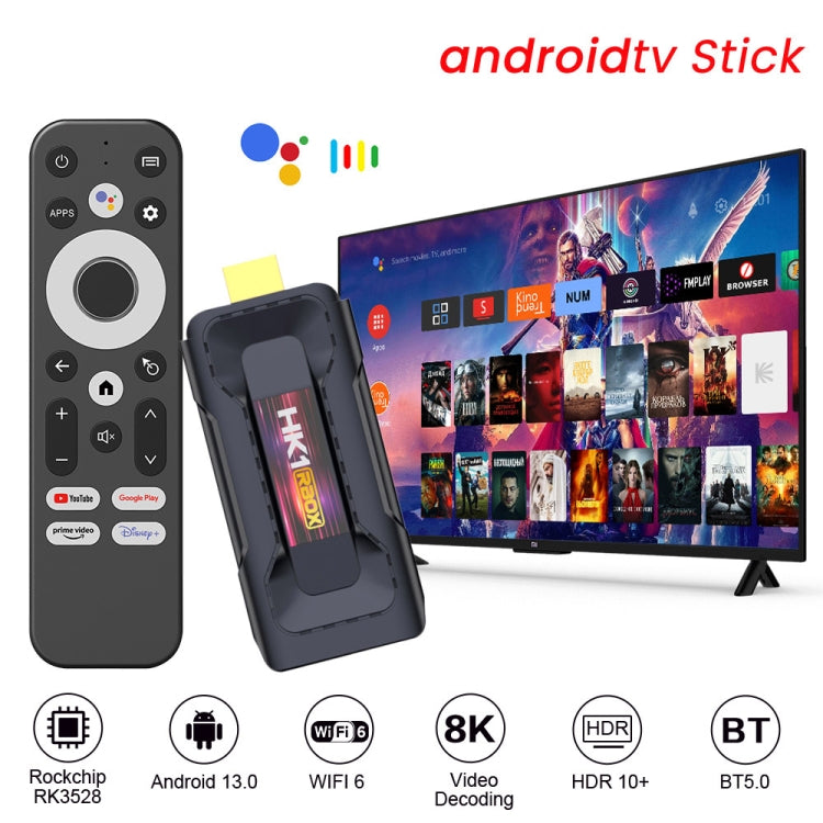 HK1 RBOX D8 RK3528 Android 13.0 Quad Core 8K HD Wifi6 Bluetooth TV Stick, RAM:4GB+32GB(AU Plug) - Android TV Sticks by PMC Jewellery | Online Shopping South Africa | PMC Jewellery | Buy Now Pay Later Mobicred