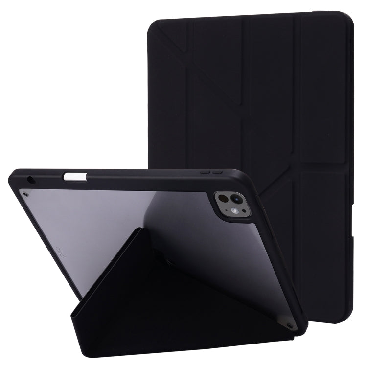 For iPad Pro 13 2024 Deformation Transparent Acrylic Leather Tablet Case(Black) - iPad Pro 13 2024 Cases by PMC TechLife | Online Shopping South Africa | PMC TechLife | Buy Now Pay Later Mobicred