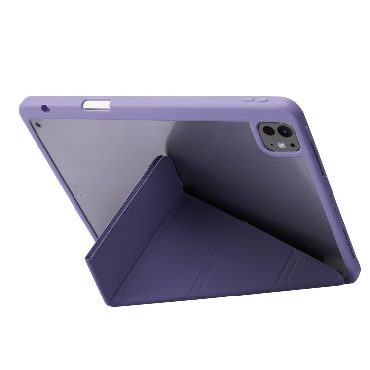 For iPad Pro 13 2024 Deformation Transparent Acrylic Leather Tablet Case(Lavender Grey) - iPad Pro 13 2024 Cases by PMC Jewellery | Online Shopping South Africa | PMC Jewellery | Buy Now Pay Later Mobicred