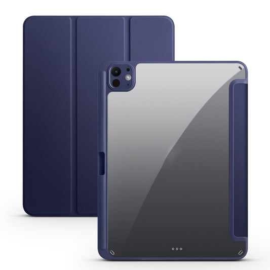 For iPad Pro 11 2024 Acrylic 3-folding Smart Leather Tablet Case(Dark Blue) - iPad Pro 11 2024 Cases by PMC Jewellery | Online Shopping South Africa | PMC Jewellery | Buy Now Pay Later Mobicred