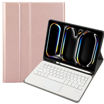 For iPad Pro 11 2024 A13B-A Lambskin Texture Bluetooth Touch Square Keyboard Leather Tablet Case with Pen Slot(Rose Gold) - For iPad Pro by PMC Jewellery | Online Shopping South Africa | PMC Jewellery | Buy Now Pay Later Mobicred