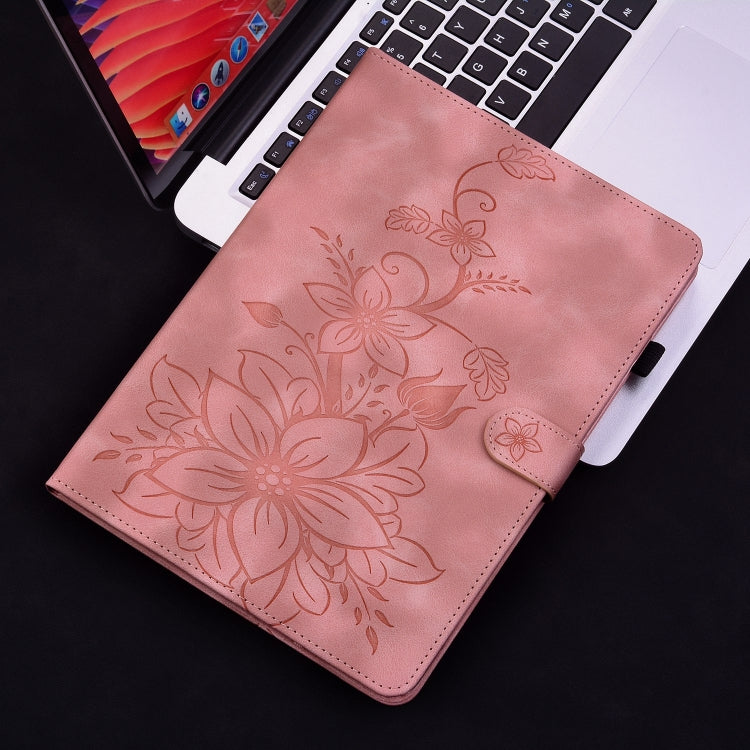 For Nokia T20 10.4 2021 Lily Embossed Leather Tablet Case(Pink) - Nokia by PMC TechLife | Online Shopping South Africa | PMC TechLife | Buy Now Pay Later Mobicred