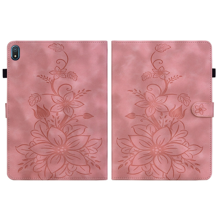 For Nokia T20 10.4 2021 Lily Embossed Leather Tablet Case(Pink) - Nokia by PMC TechLife | Online Shopping South Africa | PMC TechLife | Buy Now Pay Later Mobicred