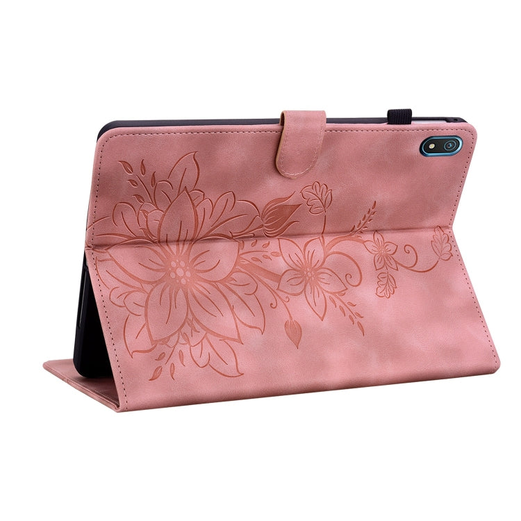 For Nokia T20 10.4 2021 Lily Embossed Leather Tablet Case(Pink) - Nokia by PMC TechLife | Online Shopping South Africa | PMC TechLife | Buy Now Pay Later Mobicred
