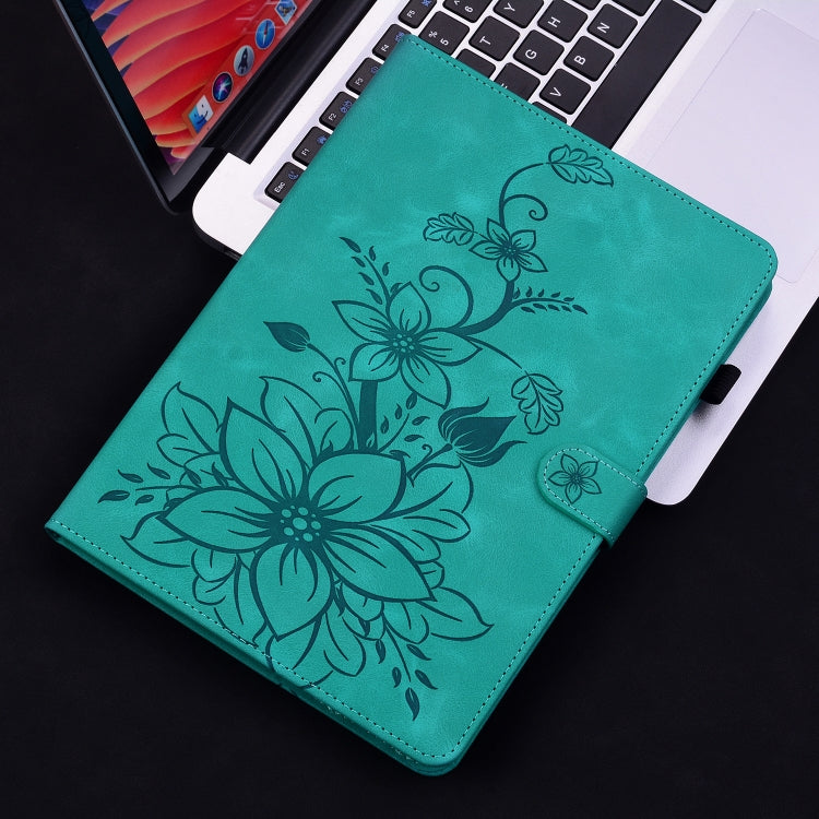 For Huawei MatePad SE 11 2024 Lily Embossed Leather Tablet Case(Green) - Huawei by PMC Jewellery | Online Shopping South Africa | PMC Jewellery | Buy Now Pay Later Mobicred