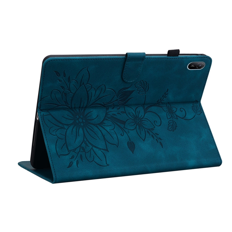 For Huawei MatePad SE 11 2024 Lily Embossed Leather Tablet Case(Dark Blue) - Huawei by PMC Jewellery | Online Shopping South Africa | PMC Jewellery | Buy Now Pay Later Mobicred