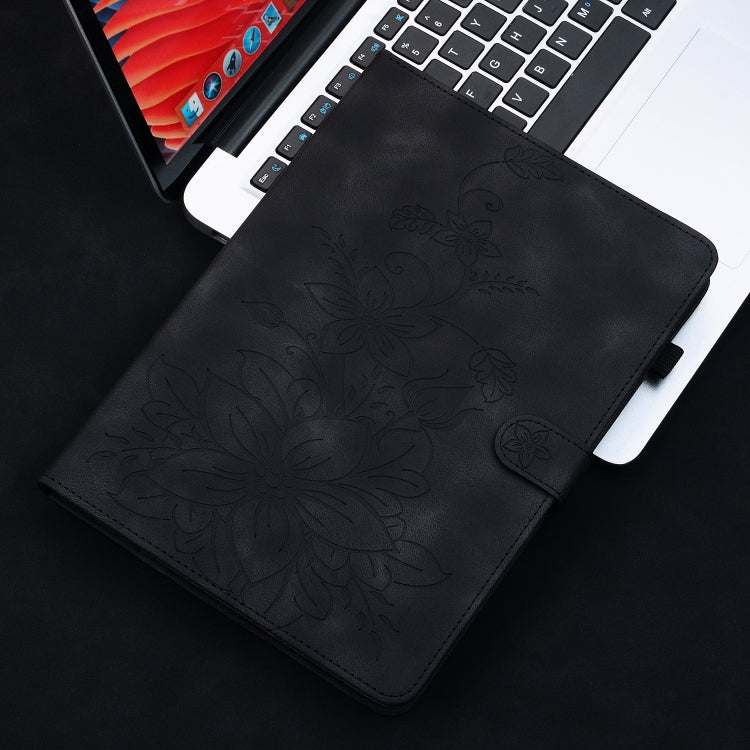 For Huawei MatePad SE 11 2024 Lily Embossed Leather Tablet Case(Black) - Huawei by PMC Jewellery | Online Shopping South Africa | PMC Jewellery | Buy Now Pay Later Mobicred