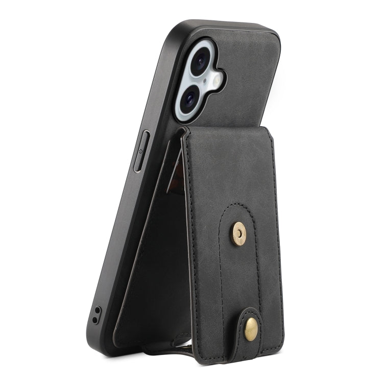 For iPhone 16 Denior D14 NK Retro Pattern MagSafe Magnetic Card Holder Leather Phone Case(Black) - free shipping - PMC TechLife - Order now!