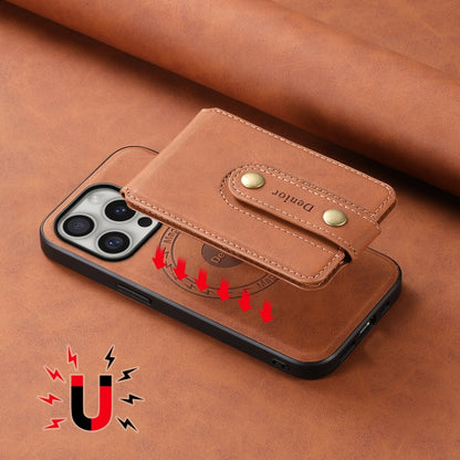 For iPhone 16 Pro Max Denior D14 NK Retro Pattern MagSafe Magnetic Card Holder Leather Phone Case(Brown) - iPhone 16 Pro Max Cases by Denior | Online Shopping South Africa | PMC Jewellery | Buy Now Pay Later Mobicred