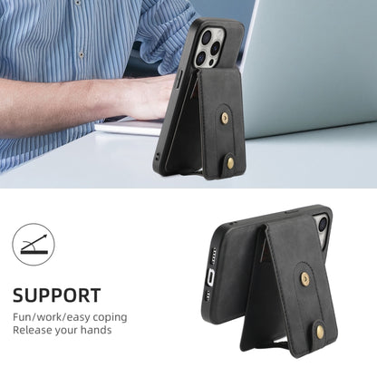 For iPhone 16 Pro Max Denior D14 NK Retro Pattern MagSafe Magnetic Card Holder Leather Phone Case(Black) - iPhone 16 Pro Max Cases by Denior | Online Shopping South Africa | PMC Jewellery | Buy Now Pay Later Mobicred