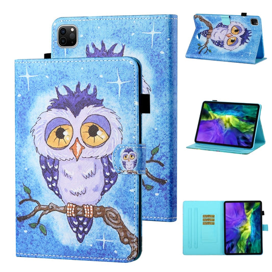 For iPad Pro 11 2024 Coloured Drawing Stitching Smart Leather Tablet Case(Blue Owl) - iPad Pro 11 2024 Cases by PMC Jewellery | Online Shopping South Africa | PMC Jewellery | Buy Now Pay Later Mobicred