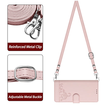 For Motorola Moto G Play 4G 2024 Global Cat Rat Embossed Pattern RFID Leather Phone Case with Lanyard(Pink) - Motorola Cases by PMC Jewellery | Online Shopping South Africa | PMC Jewellery | Buy Now Pay Later Mobicred