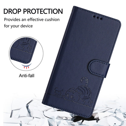 For Motorola Moto G Power 5G 2024 Cat Rat Embossed Pattern RFID Leather Phone Case with Lanyard(Blue) - Motorola Cases by PMC Jewellery | Online Shopping South Africa | PMC Jewellery | Buy Now Pay Later Mobicred