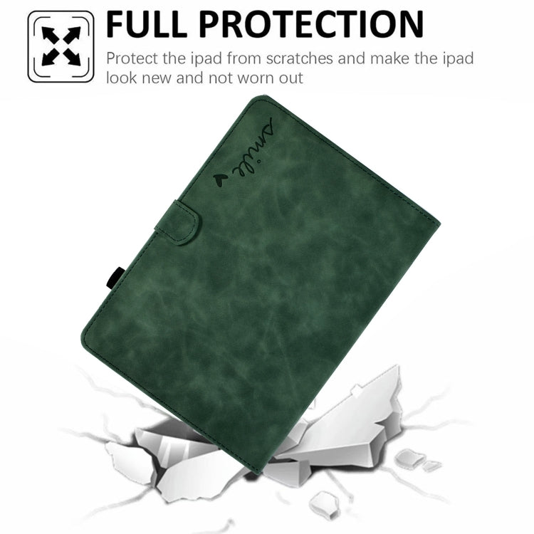 For iPad Pro 11 2024 Embossed Smile Smart Leather Tablet Case(Green) - iPad Pro 11 2024 Cases by PMC Jewellery | Online Shopping South Africa | PMC Jewellery | Buy Now Pay Later Mobicred