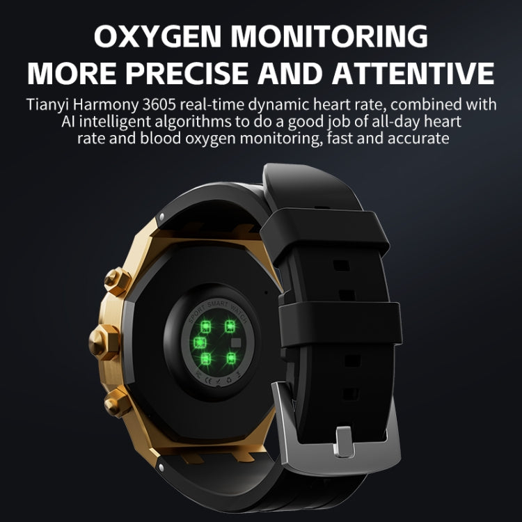 WS-18 1.43 inch IP67 Sport Smart Watch, Support Bluetooth Call / Sleep / Blood Oxygen / Heart Rate / Blood Pressure Health Monitor(Gold+Black) - Smart Watches by PMC Jewellery | Online Shopping South Africa | PMC Jewellery | Buy Now Pay Later Mobicred