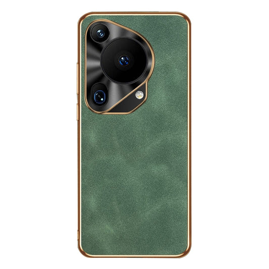 For Huawei Pura 70 Ultra Electroplating Lambskin Leather Phone Case(Green) - Huawei Cases by PMC Jewellery | Online Shopping South Africa | PMC Jewellery | Buy Now Pay Later Mobicred