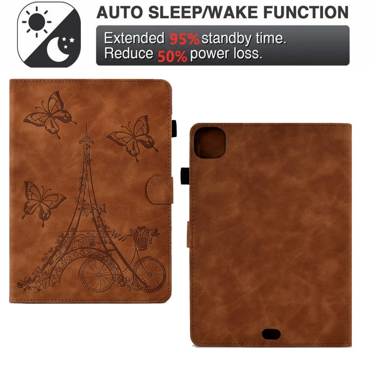 For iPad Pro 11 2024 Tower Embossed Leather Smart Tablet Case(Brown) - iPad Pro 11 2024 Cases by PMC TechLife | Online Shopping South Africa | PMC TechLife | Buy Now Pay Later Mobicred