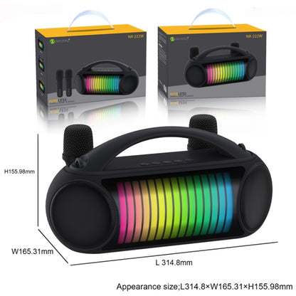 NewRixing NR-222 Portable Outdoor Dual Mic Colorful Wireless Bluetooth Speaker(Black) - Desktop Speaker by NewRixing | Online Shopping South Africa | PMC Jewellery | Buy Now Pay Later Mobicred