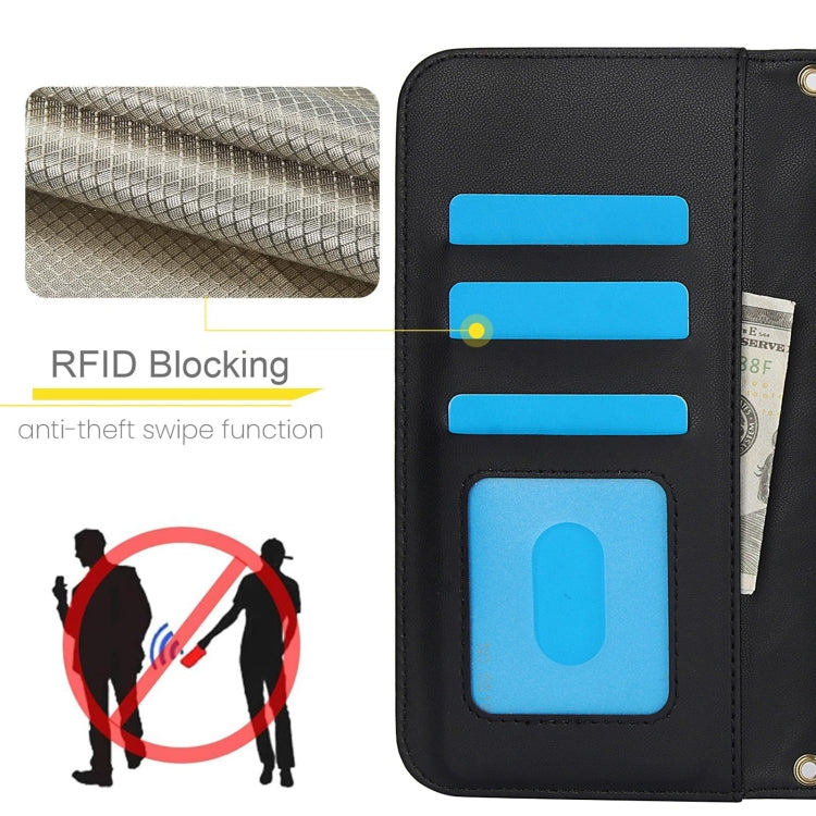 For Google Pixel 8 Crossbody Multifunction Rhombic Leather Phone Case(Black) - Google Cases by PMC TechLife | Online Shopping South Africa | PMC TechLife | Buy Now Pay Later Mobicred