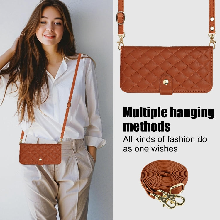 For Google Pixel 8 Pro Crossbody Multifunction Rhombic Leather Phone Case(Brown) - free shipping - PMC TechLife - Order now!