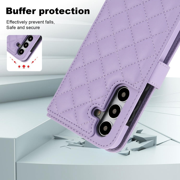 For Samsung Galaxy S24+ 5G Crossbody Multifunction Rhombic Leather Phone Case(Purple) - Galaxy S24+ 5G Cases by PMC Jewellery | Online Shopping South Africa | PMC Jewellery | Buy Now Pay Later Mobicred