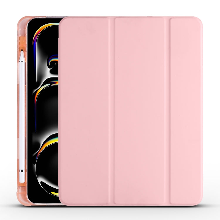 For iPad Pro 13 2024 3-fold TPU Leather Smart Tablet Case with Pen Slot(Pink) - iPad Pro 13 2024 Cases by PMC Jewellery | Online Shopping South Africa | PMC Jewellery | Buy Now Pay Later Mobicred