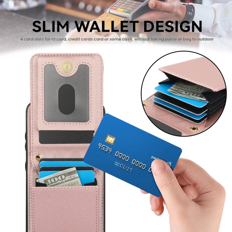 For Samsung Galaxy S24 5G YM015 Crossbody Rhombic Card Bag RFID Phone Case(Rose Gold) - Galaxy S24 5G Cases by PMC Jewellery | Online Shopping South Africa | PMC Jewellery | Buy Now Pay Later Mobicred