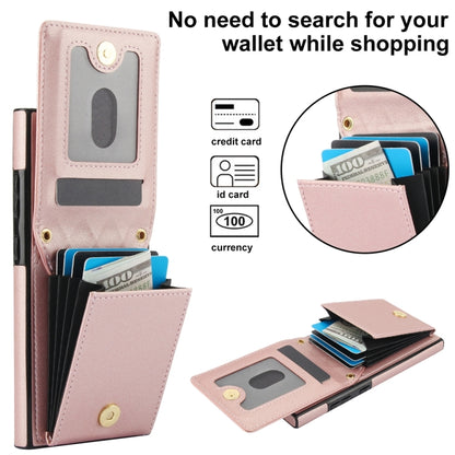 For Samsung Galaxy S24 Ultra 5G YM015 Crossbody Rhombic Card Bag RFID Phone Case(Rose Gold) - Galaxy S24 Ultra 5G Cases by PMC Jewellery | Online Shopping South Africa | PMC Jewellery | Buy Now Pay Later Mobicred