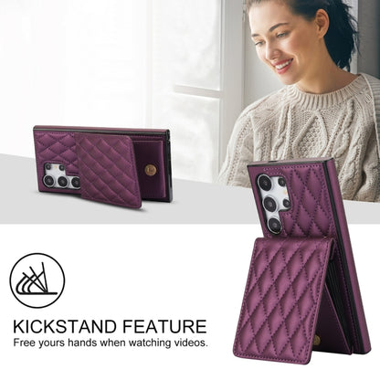 For Samsung Galaxy S24 Ultra 5G YM015 Crossbody Rhombic Card Bag RFID Phone Case(Dark Purple) - Galaxy S24 Ultra 5G Cases by PMC Jewellery | Online Shopping South Africa | PMC Jewellery | Buy Now Pay Later Mobicred