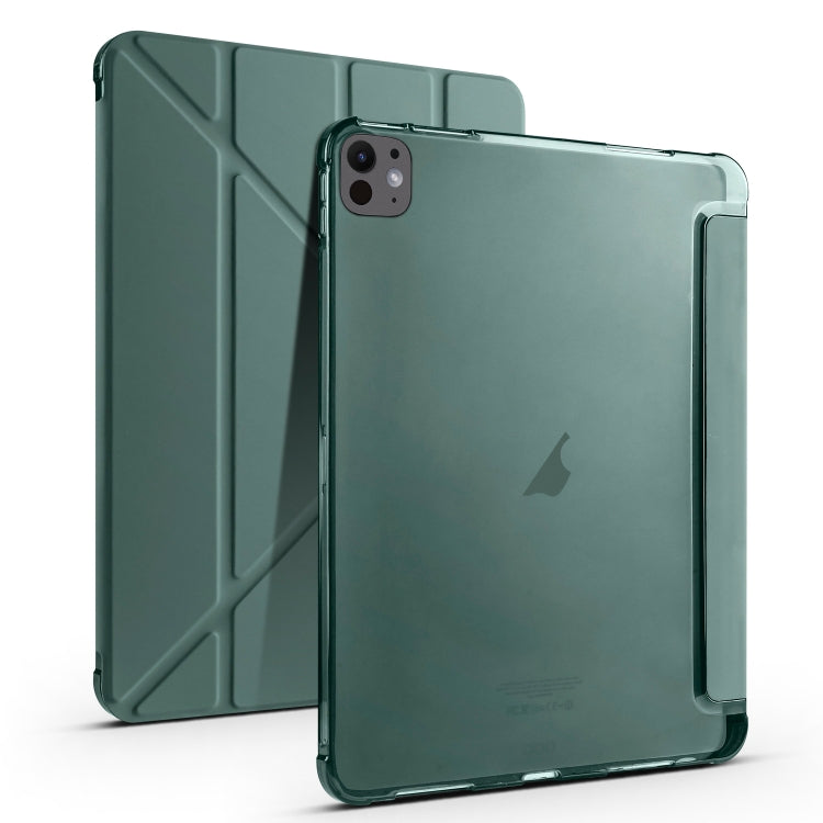 For iPad Pro 11 2024 Multi-folding TPU Leather Smart Tablet Case with Pen Slot(Pine Green) - iPad Pro 11 2024 Cases by PMC Jewellery | Online Shopping South Africa | PMC Jewellery | Buy Now Pay Later Mobicred