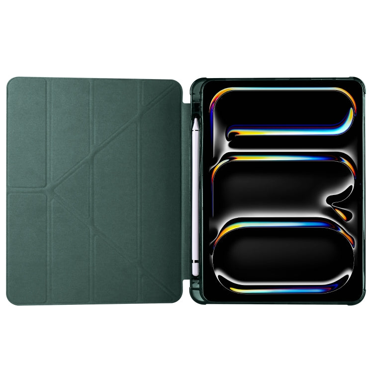 For iPad Pro 11 2024 Multi-folding TPU Leather Smart Tablet Case with Pen Slot(Pine Green) - iPad Pro 11 2024 Cases by PMC Jewellery | Online Shopping South Africa | PMC Jewellery | Buy Now Pay Later Mobicred