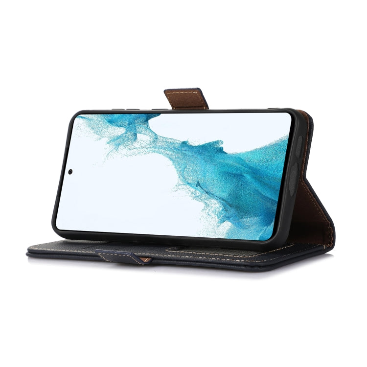 For iPhone 16 Pro Max Side-Magnetic TJ Genuine Leather RFID Phone Case(Blue) - iPhone 16 Pro Max Cases by PMC TechLife | Online Shopping South Africa | PMC TechLife | Buy Now Pay Later Mobicred
