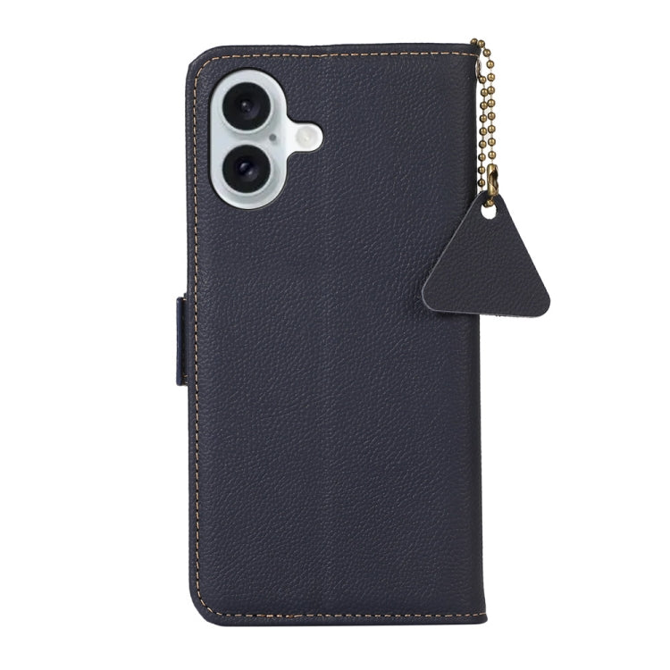 For iPhone 16 Plus Side-Magnetic TJ Genuine Leather RFID Phone Case(Blue) - iPhone 16 Plus Cases by PMC TechLife | Online Shopping South Africa | PMC TechLife | Buy Now Pay Later Mobicred