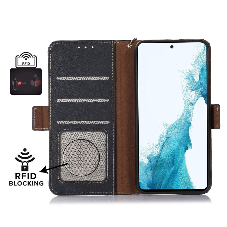 For iPhone 16 Plus Side-Magnetic TJ Genuine Leather RFID Phone Case(Blue) - iPhone 16 Plus Cases by PMC TechLife | Online Shopping South Africa | PMC TechLife | Buy Now Pay Later Mobicred