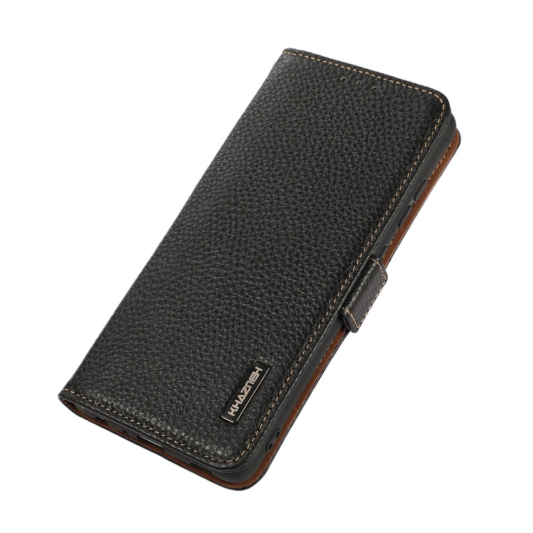 For iPhone 16 Pro Max KHAZNEH Side-Magnetic Litchi Genuine Leather RFID Case(Black) - iPhone 16 Pro Max Cases by PMC TechLife | Online Shopping South Africa | PMC TechLife | Buy Now Pay Later Mobicred